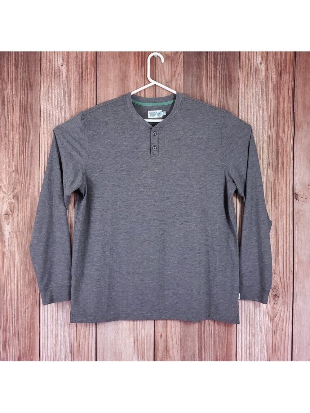 Huckberry Wellen Seawool Henley Mens Size XXL Long Sleeve Shirt Gray Stretch